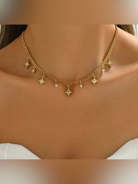 Gold Plated Stainless Steel Star Charm Necklace